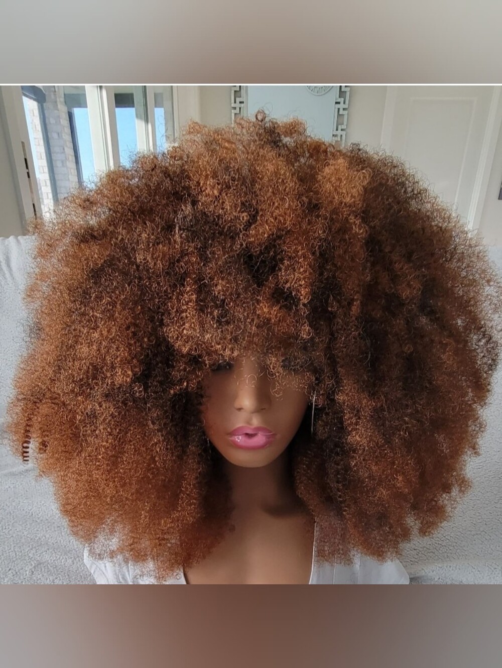 Premium Curly Afro Wig in Copper Brown - Picture 7 of 8